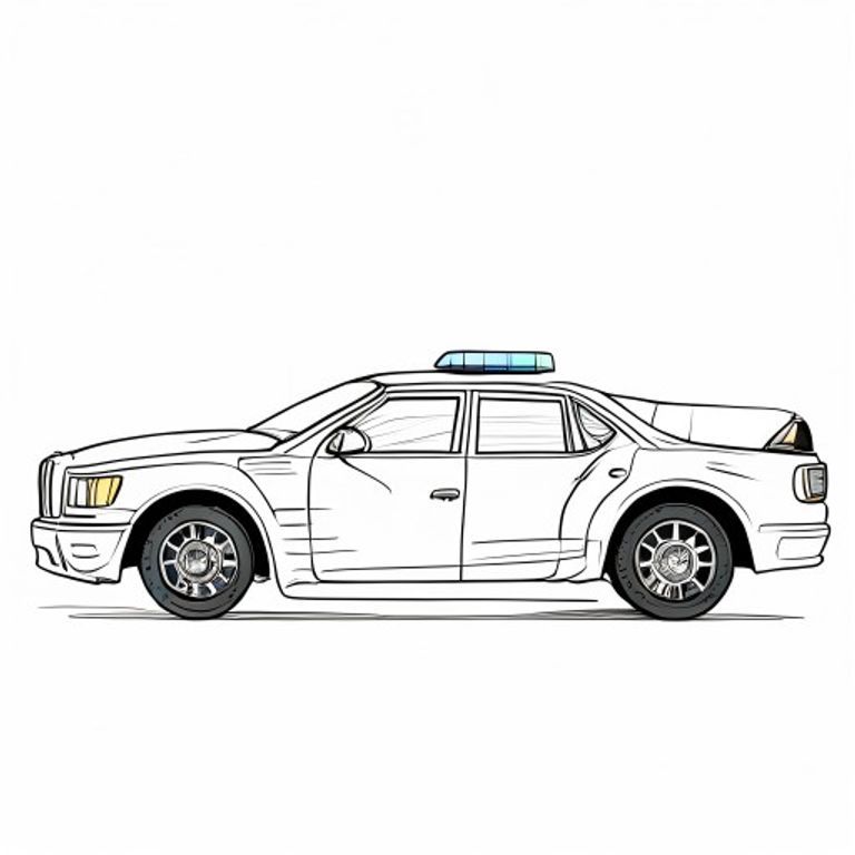 Free Police Car Coloring Page & Sketch