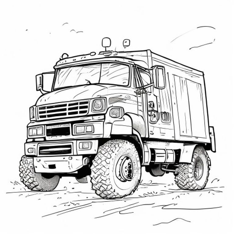 Free Truck Monster Coloring Page & Sketch